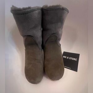 No. 6 Gray Suede and Shearling Boots 36